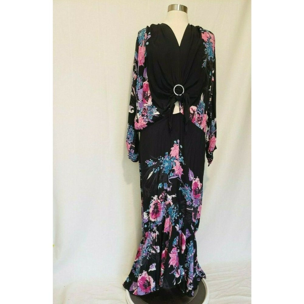 Vintage Black Floral Maxi Dress